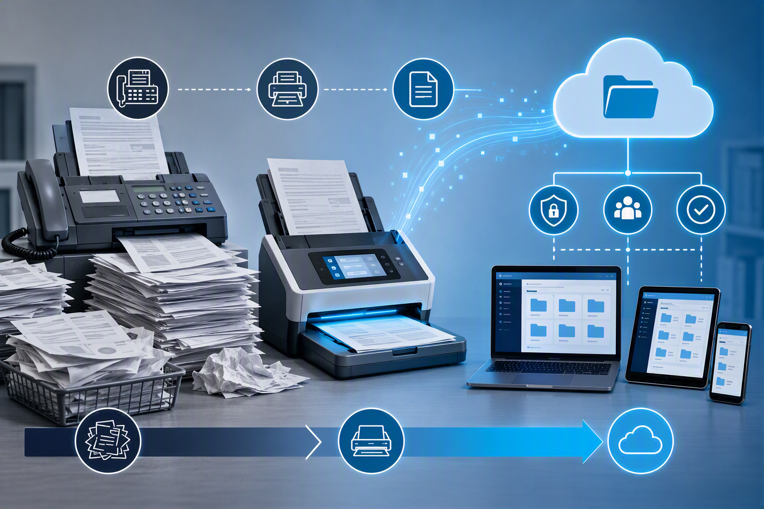 Paper fax workflow changing into secure digital files