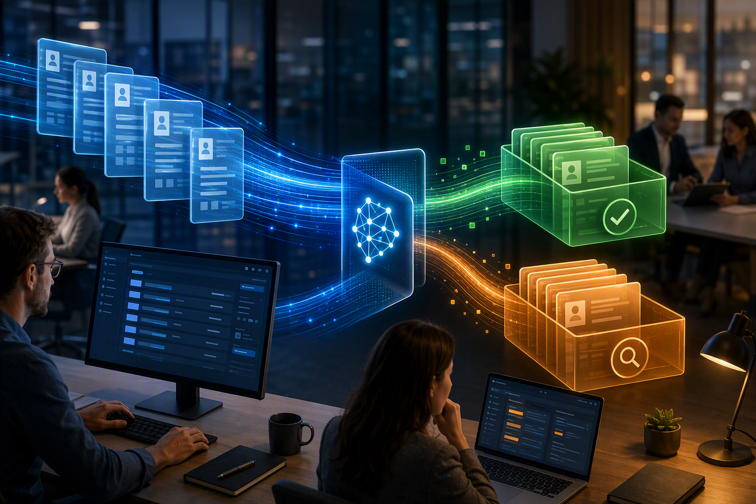 Digital records moving through intelligent review queues